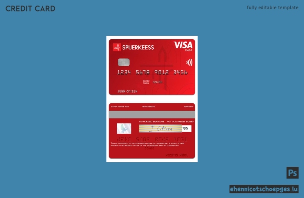 Luxemburg Beispielvorschau für die Visa-Debitkarte der Spuerkeess Bank
